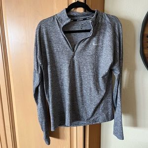Heather dark grey nike 1/2 zip running top